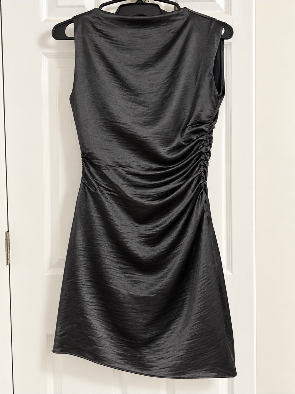 Mango Black Satin Ruched Dress – XS – NWT - Picture 2 of 4